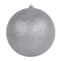 Othmar Decorations Grote decoratie kerstbal - zilver glitters - 25 cm - kunststof   -