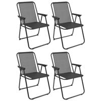 Home Deco Factory camping/strand stoel - 4x - aluminium - inklapbaar - zwart - L45 x B54 x H84 cm