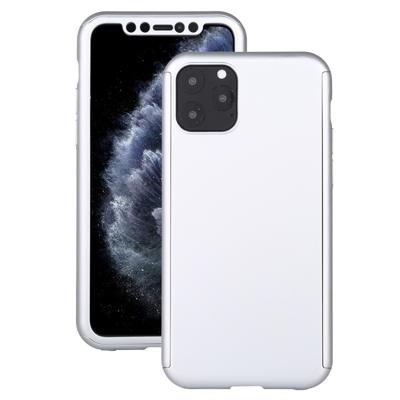 Voor iPhone 11 Pro schokbestendige PC volledige dekking beschermhoes met gehard glas film (zilver)