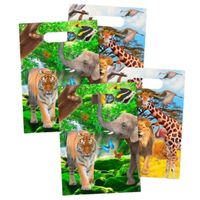 40x stuks Safari/jungle thema kinderfeestje feestzakjes/uitdeelzakjes 16,5 x 23 cm - thumbnail