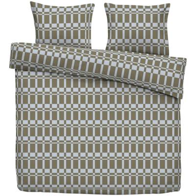 Leen Bakker - Dekbedovertrek Glasgow - /off-white - 200x200/220 Cm - Katoen - Groen