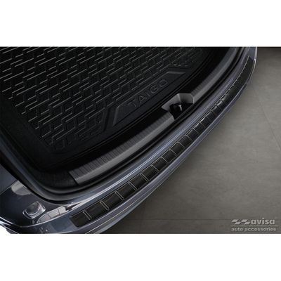 Zwart RVS Bumper beschermer passend voor Volkswagen Taigo 2021- 'Ribs' AV245287
