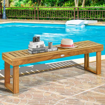 Acacia Houten Patio Bank Buiten Eetkamer Bank met Latten Zitting voor Eetkamer/Tuin Zonder Rugleuning Boerderij Bank (met Voetensteun)