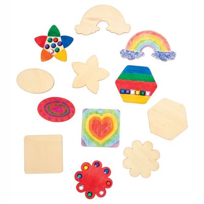 Colorations - versier je eigen houten magneetvormen, 12st.