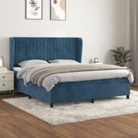 Boxspring met matras fluweel donkerblauw 160x200 cm