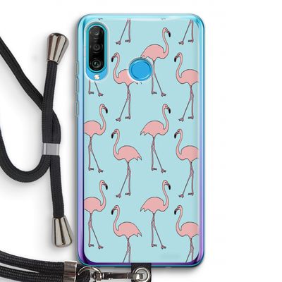 Anything Flamingoes: Huawei P30 Lite Transparant Hoesje met koord
