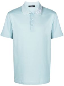 Versace polo en coton à logo brodé - Bleu