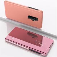 Voor Xiaomi Redmi Note 8 Pro plating spiegel horizontaal Flip leder met beugel holster (Rose goud)