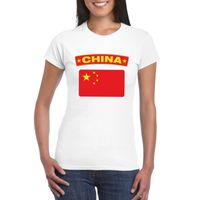 T-shirt met Chinese vlag wit dames - thumbnail