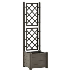 The Living Store Tuinbak met Trellis - Antraciet - PP - 43x43x142 cm - 30 L