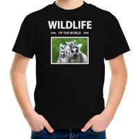 Ringstaart maki t-shirt met dieren foto wildlife of the world zwart voor kinderen