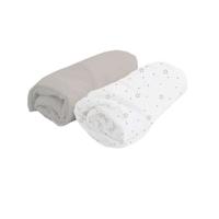 DOMIVA Set van 2 Hoeslakens Wit Sterren/Parel 60x120 cm