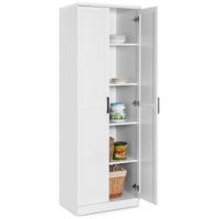 Hoge Kast met 5 Verdiepingen Vrijstaande Voorraadkast Opbergkast Multifunctionele Kast voor Keuken Slaapkamer Wasruimte Wit