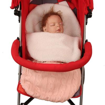 Dikke Baby Swaddle Wrap brei envelop slaapzak pasgeboren baby Warm Bands overdekt baby wandelwagen Sleeping Bag (roze)
