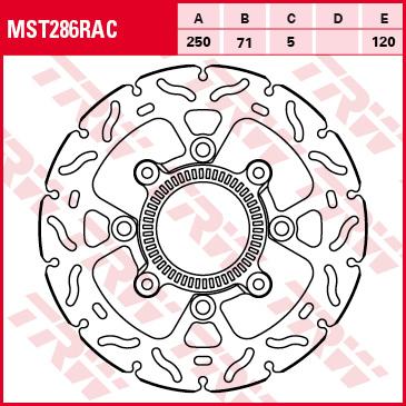 TRW Remschijf, remschijven voor de moto, MST286RAC