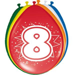 Folat Verjaardagsfeest ballon - 8 jaar - 16x stuks - leeftijd ballon versiering