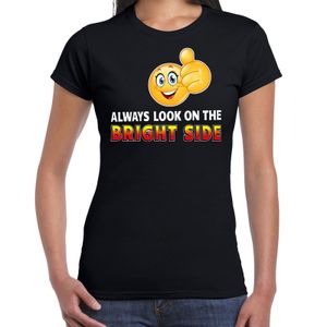 Funny emoticon t-shirt Always look on the bright side zwart voor