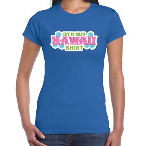 Hawaii shirt zomer t-shirt blauw met roze letters voor dames 2XL  -