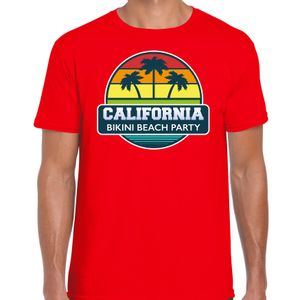 California zomer t-shirt / shirt California bikini beach party rood voor heren