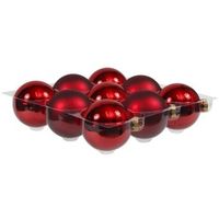 9x Glazen kerstballen mat en glans rood 10 cm - Kerstbal - thumbnail