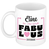 Naam mok Eline - wit - Fabulous - keramiek - 300 ml - cadeau collega beker