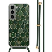 Samsung Galaxy S23 hoesje met groen koord - Kubus groen