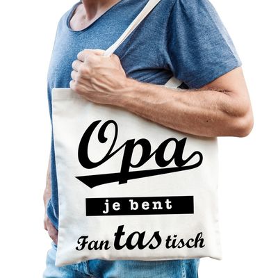 Katoenen cadeau tasje voor opa Katoenen cadeau tasje voor opa