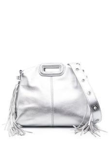 Maje Miss M metallic-effect leather mini bag - Argent