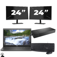 Dell Latitude 3510 - Intel Core i5-10e Generatie - 15 inch - Touch - 16GB RAM - 256GB SSD - Windows 11 Home + 2x 24 inch Monitor