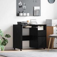 Bureau met Wielen Zwart Eiken 91 x 50 x 77 cm Bewerkt hout