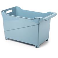 Opslag/opberg trolley container - ijsblauw - op wieltjes - L45 x B24 x H27 cm - kunststof