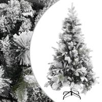 VidaXL Kerstboom met dennenappels en sneeuw 195 cm pvc en pe