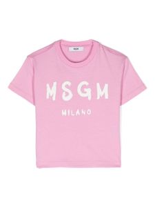 MSGM Kids t-shirt en coton à logo imprimé - Rose