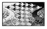 Kunstdruk M. C. Escher - Tag und Nacht 86x55cm