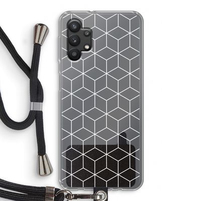 Zwart-witte kubussen: Samsung Galaxy A32 5G Transparant Hoesje met koord