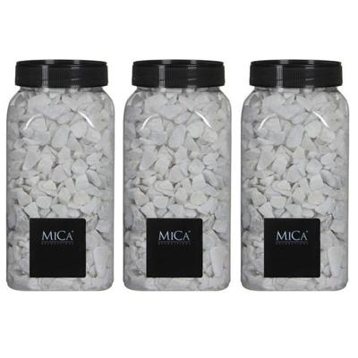 Mica Decorations decoratie steentjes - 3x - wit - 1 kilo - 650ml - hobby steentjes