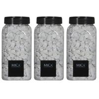 Mica Decorations decoratie steentjes - 3x - wit - 1 kilo - 650ml - hobby steentjes