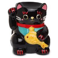 Oliebrander keramiek gelukskat zwarte Maneki Oliebrander keramiek gelukskat zwarte Maneki