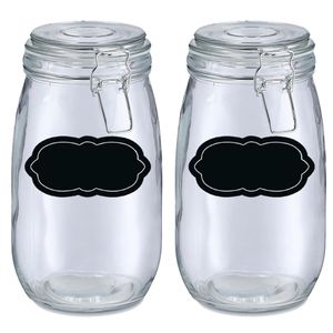 Weckpot/inmaakpot - 4x - 1.4L - glas - met beugelsluiting - incl. etiketten