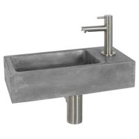 Differnz Juti fonteinset beton donkergrijs kraan recht mat chroom 38.5 x 18.5 x 9 cm
