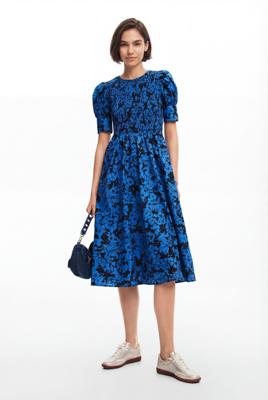 Bloemen midi-jurk - BLUE - XL Bloemen midi-jurk - BLUE - XL