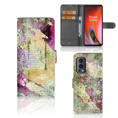 Hoesje OnePlus Nord 2 5G Letter Painting | Portemonnee hoesje Hoesje OnePlus Nord 2 5G Letter Painting | Portemonnee hoesje