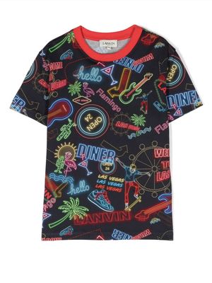 Lanvin Enfant t-shirt à imprimé graphique - Bleu