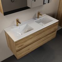 MONDIAZ AIVY 120cm badmeubel Chai, wastafel glanzend wit keramiek dubbel 2 kraangaten met spiegelkast (M60104 - AI-M120CHDU - AI-C120CHMI)