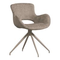 WOOOD Draaibare Eetkamerstoel 'Eliva' Structure Velvet, kleur Zand