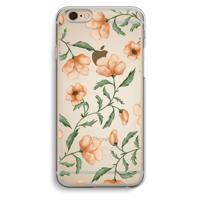 Peachy flowers: iPhone 6 / 6S Transparant Hoesje