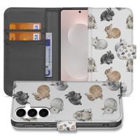 Telefoonhoesje | Met pasjeshouder | Voor Samsung Galaxy S25 FE PU Leer Konijntjes