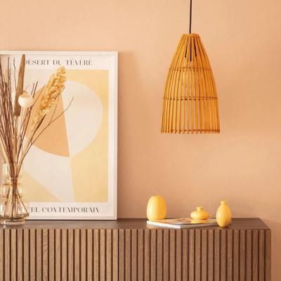 Hanglamp bamboe met E27 fitting &apos;Nadine&apos; 24cm