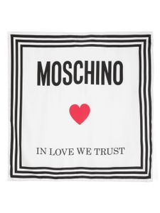 Moschino foulard en soie à logo imprimé - Blanc