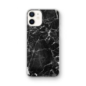 Zwart Marmer 2: iPhone 12 mini Transparant Hoesje